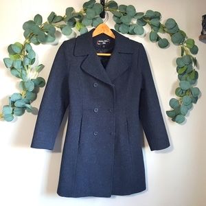 Stephanie Mathews Gray wool pea coat trench jacket